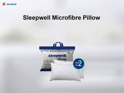 Sleepwell Fiber Lite Pillow | Medium Soft | Micro-Peach Fabric | Luxurious Feel Microfibre, Polyester Fibre Solid Sleeping Pillow Pack of 2