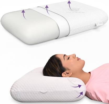 MY ARMOR Orthopedic Memory Foam Pillow, King - 24" x 15" x 5" (With Outer Cover)- मेमोरी फोम ठोस सोने वाली तकिया 1 का पैक