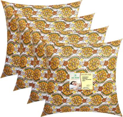 ACTOS Microfibre Cushion Pack of 4 Floral Round