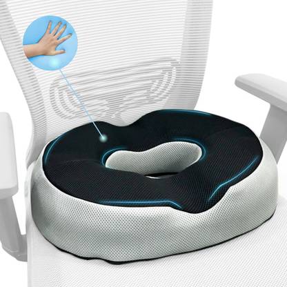 Sleepsia Cool Gel Memory Foam Donut Pillow - Piles Pillow, Tailbone Pain Seat Support Memory Foam Solid Orthopaedic Pillow Pack of 1