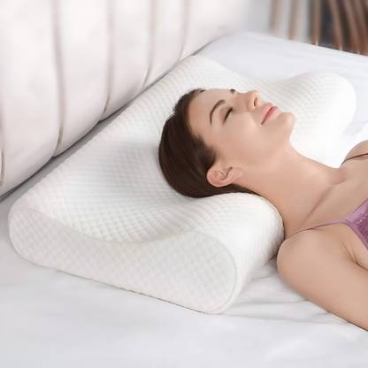 TLK-HWB Memory Foam Orthopaedic Pillow Pack of 1 Nature Cervical Contour Memory Foam Pillow + Anti-Snoring + Stomached + Side Sleepers