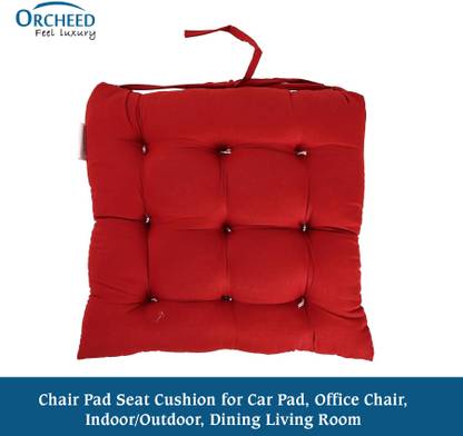 ORCHEED Square Chair Pads Cushion for Comfortable Sitting with Ties for Pooja, Dining Microfibre Solid Chair Pad Pack of 1