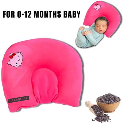 DECRONICS New Born Baby Round Head Shaping Mustard Seeds Pillow for 0-12 Months Babies Mustard Seeds Toons & Characters Baby Pillow Pack of 1