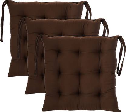 KUBER INDUSTRIES Microfibre Chair Pad Pack of 3 Solid