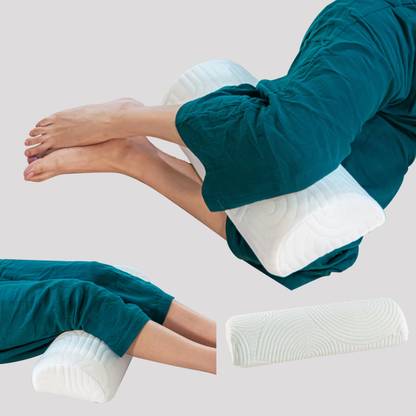 The White Willow Memory Foam Orthopaedic Pillow Pack of 1 Solid Orthopedic Soft Memory Foam Half Moon Multiuse Knee, Leg and Back Support Bolster Pillow For Neck Pain Relief, Sciatica With Washable Hypoallergenic Cover- 19 x 8 x 3.5 White