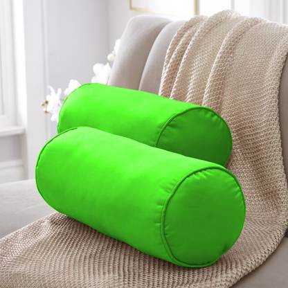 Anita Corporation Velvet Round Bolster Pillow Set Soft & Shiny Diwan Pillow Microfibre Solid Bolster Pack of 2