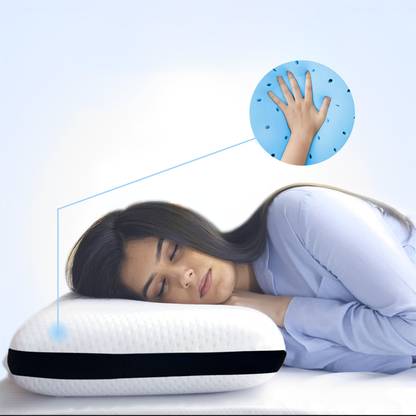 Sleepsia Premium Standard Cervical Pillow Gel Ventilated for Neck and Shoulder Pain Memory Foam Stripes Sleeping Pillow Pack of 1