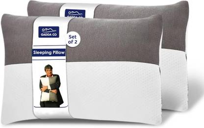 GADDA CO Fiber Pillow with Zip, Height Adjustable Sleeping Pillow, Polyester Fibre Solid Sleeping Pillow Pack of 2