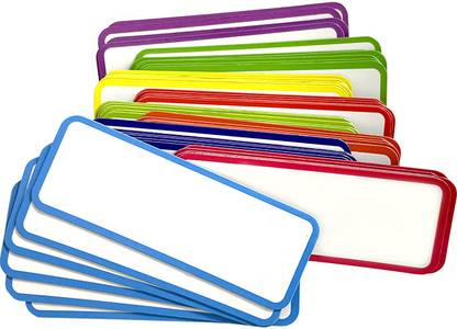 Climberty 54Pcs Dry Erase Writing Board with Pen 3.2''x1.2" Magnetic Writeboard Reuseable Label Board Framed Bulletin Board