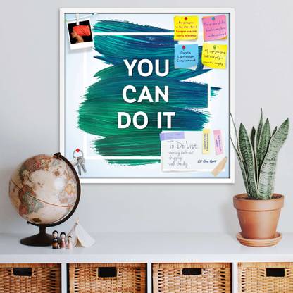 Artzfolio You Can Do It D2 Printed Bulletin Board Notice Pin Board Soft Board | White Frame 12inch x 12inch (30.5cms x 30.5cms) Bulletin Board Bulletin Board