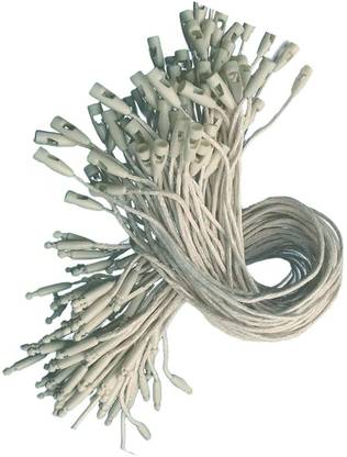 Aakriti String Rope with Snap Lock Pin Loop Fastener, White Wax Tag  Pins