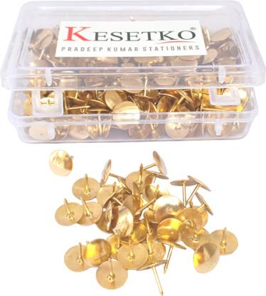 KESETKO Thumb Pins, Drawing Pins 200 Pcs Brass Plated, Push Pins, Board Metal Thumb  Pins