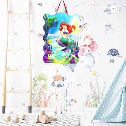 FUNCART Little Mermaid Birthday Multicolored Pinata (Khoi Bag), Kids Party Favors Pull String Pinata