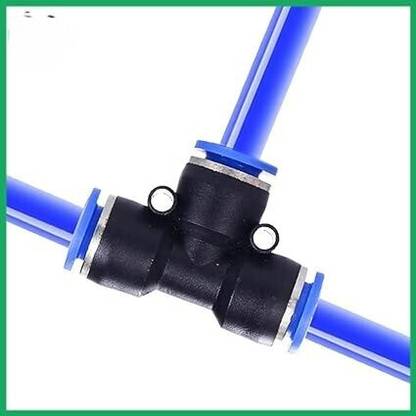 Implemental T Pneumatic Hose Tube Push In Air Gas Fitting Adapters pu connector(5 PCS)(8 MM) 3-Way Tee Pipe Joint