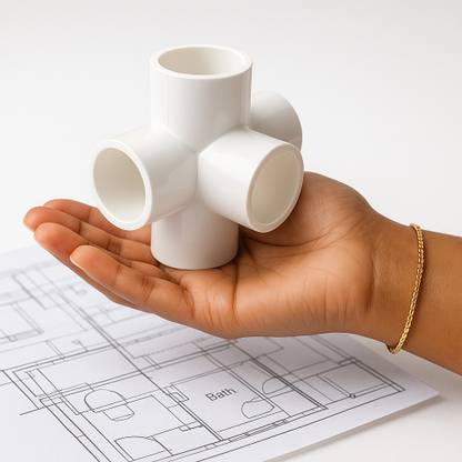 Soil to Soul 5-Way Cross PVC Fitting for Pipe Connector and Shelf Support, Size- 3/4 inch 5-Way Cross Pipe Joint