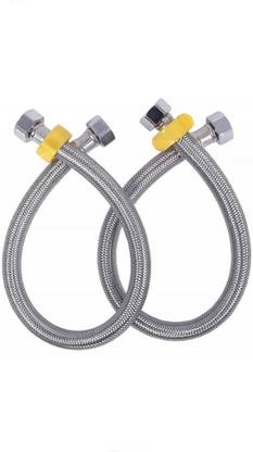 ShreeRam Traders SS 304 CONNECTION PIPE 18'' HOT &COLD FOR GEYSER / WASH BASIN 2PC SET HOSE PIPE 2-Way 180 Degree Elbow Pipe Joint