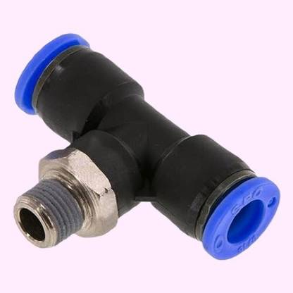 Implemental Pneumatic T-Type Male Thread 3/8 Three Way Hose Pipe Fitting Connector(6MM,2) 3-Way Tee Pipe Joint