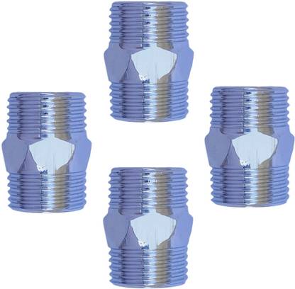 ESEKSAFAR 4pc Hex Nipple 1/2" to 1/2" Male Thread Stainless Steel for Female Thread Pipe 2-Way Union Pipe Joint