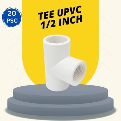 CulturalCart UPVC 1/2 Inch Tee Pipe Fitting – 3-Way Connector for Plumbing, Water Supply 3-Way Tee Pipe Joint