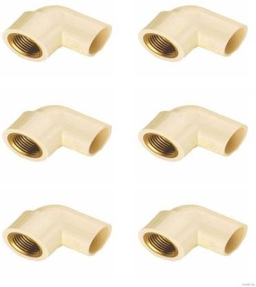 ASTRAL 1/2 x 3/4-inch CPVC Plastic Brass Elbow 90 Degree Pipe Fitting - Pack of 6 2-Way 90 Degree Elbow Pipe Joint