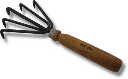 SHINI LIFESTYLE LIIFESTYLE GARDENING TOOL, Hand cultivator, panji for home, wooden handle Pitchfork