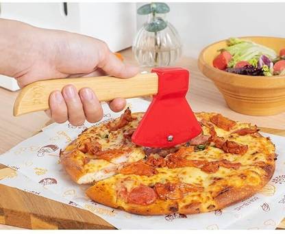 Bakeazy Axe Shaped Pizza Cutter with Sharp Rotating Blade for Pizza, Bread, Cakes Rolling Pizza Cutter