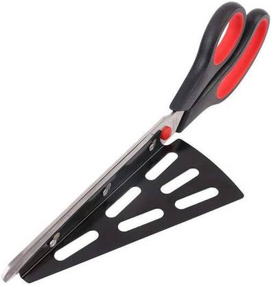 Oblivion Stainless Steel Pizza Cutter Scissors with Plastic Handle & Spatula (1 Pc) Double Ended Pizza Cutter