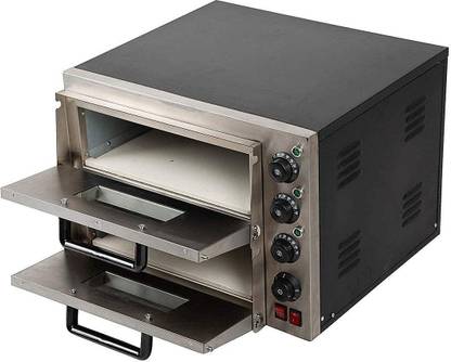ShoppersHub PNQ Electric SS Double Deck Stone Pizza Oven with Inner Stone , 2 Stones with Timer Pizza Maker