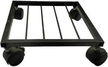 Easyroot Metal Black Square Plant Stand with Wheels for Flower Pots For Balcony Plant Container Set