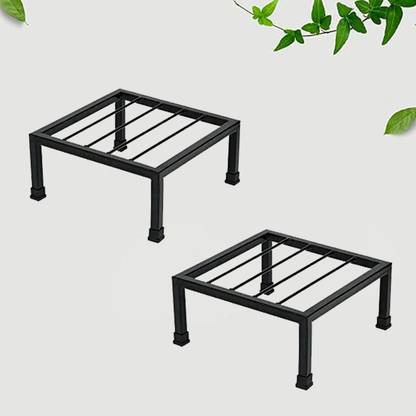 VINAMRA28 Unique Square Shape Stand Strong Leg For Garden, Balcony, (Metal),Black-set of 2 Plant Container Set