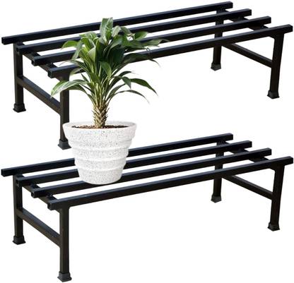 Green Gardenia 300 Kg Load Capacity Classic Metal Plant Stand (Set of 2) | 24 Inch, Black Plant Container Set