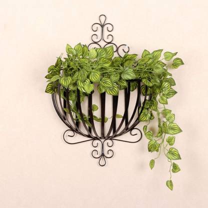 PRIME KRAFTS Wall Mounted Metal Planter Basket Half Round Hanging Flower Holder, Brown Plant Container Set