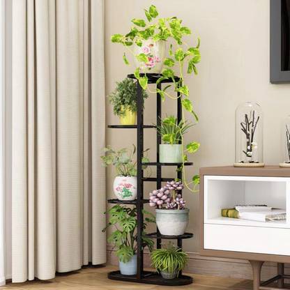 Bee Creative Plant Stand Home Decor Metal 6 Tier 7 Potted Multiple Flower Pot Plant Container Set