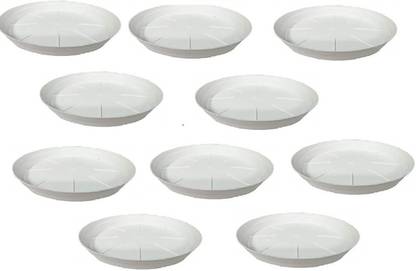 BLACKBEE Bottom Tray, Color-White |Pack of 10|(Size-10INCH) Pot Standing\House\Round Tray Plant Container Set