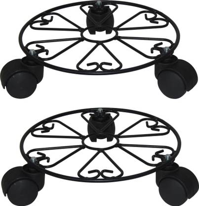 D&V ENGINEERING Heavy Duty Round Plant Stand with Rolling Wheels | Indoor Plant Display Stand Plant Container Set