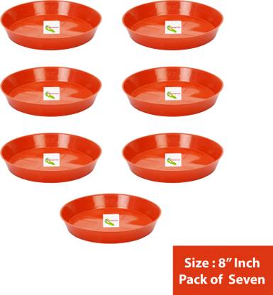 GROWTOP PLANTER SAUCER BASE TRAY/PLATE 8" RED PACK OF 7 Plant Container Set