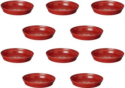 BLACKBEE Bottom Tray, Color-Brown |Pack of 10|(Size- 8 INCH) Follower Pots Tray Plant Container Set