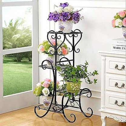 EYLEX Planter Stand, Outdoor Flower Rack Flower Pot Plant Container Set Metal(Black) Plant Container Set