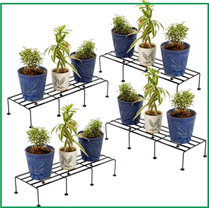 Cinagro Rectangular Metal Plant Stand (23.2 inches) Stand for Balcony, Indoor & Outdoor Plant Container Set