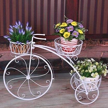 Bee Creative Iron Cycle Design Pot Stand Flower Balcony Indoor Outdoor Stand Without Pot Plant Container Set