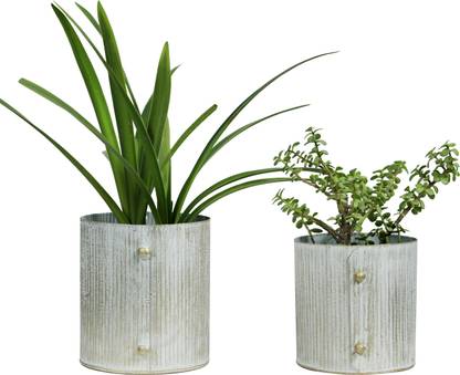 Awaas Décor Revit Corrugated Set of 2 Table Planters for Home, Office & Balcony décor Plant Container Set