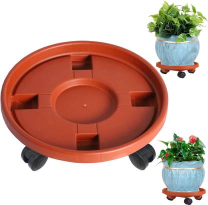 Zibuyu Plant Pot Stand with Wheels Thicken Movable Round Trolley for Plant Pot Plant Container Set