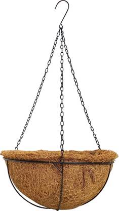 Extreme Karigari Hanging Basket Metal Coconut Shell Planter Coconut Flower Pot Planter Iron hang Plant Container Set
