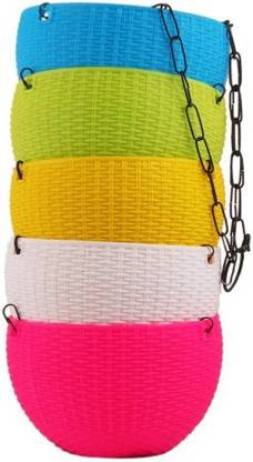 Virajsanchi Enterprises Hanging Pots - Euro Basket Multicolor Plant Container Set
