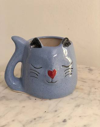 Master Piece Crafts Cat Purple Ceramic Pot for Office Home Garden Flower pot Plant Container Set