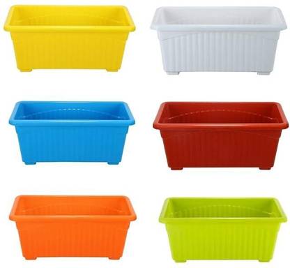 NurseryNamo Multicolor rectangular Plastic Pot for Plants, for Home, Window Display, Garden Plant Container Set
