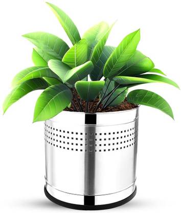 Mofna Stainless Steel Planter (10x10 Inch) – Indoor Flower Pot Plant Container Set