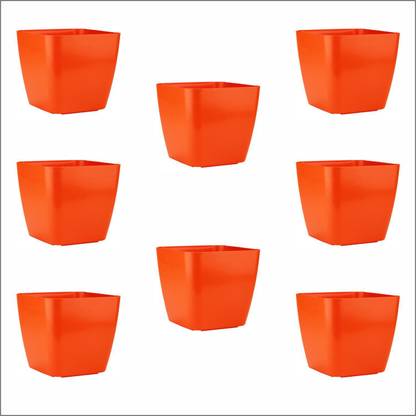 Garden's Need 8" ORG Square Flower Pot For Home And Garden / Office / Home / Stairs / Table Plant Container Set