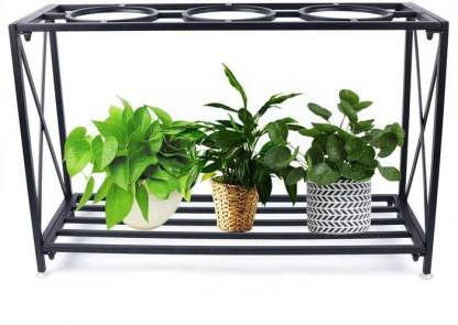 ICON CREATION 02-Tier Metal Plant Stand Multi-Tierd Flower Rack Plant Container Set