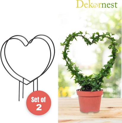 DEKORNEST Heart Shape Garden Stakes set of 2 Plant Container Set